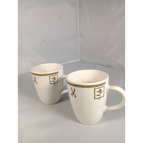 Royal Norfolk Magnolia Hydrangea Lily Coffee Mugs Set of Two (2) - Picture 1 of 4